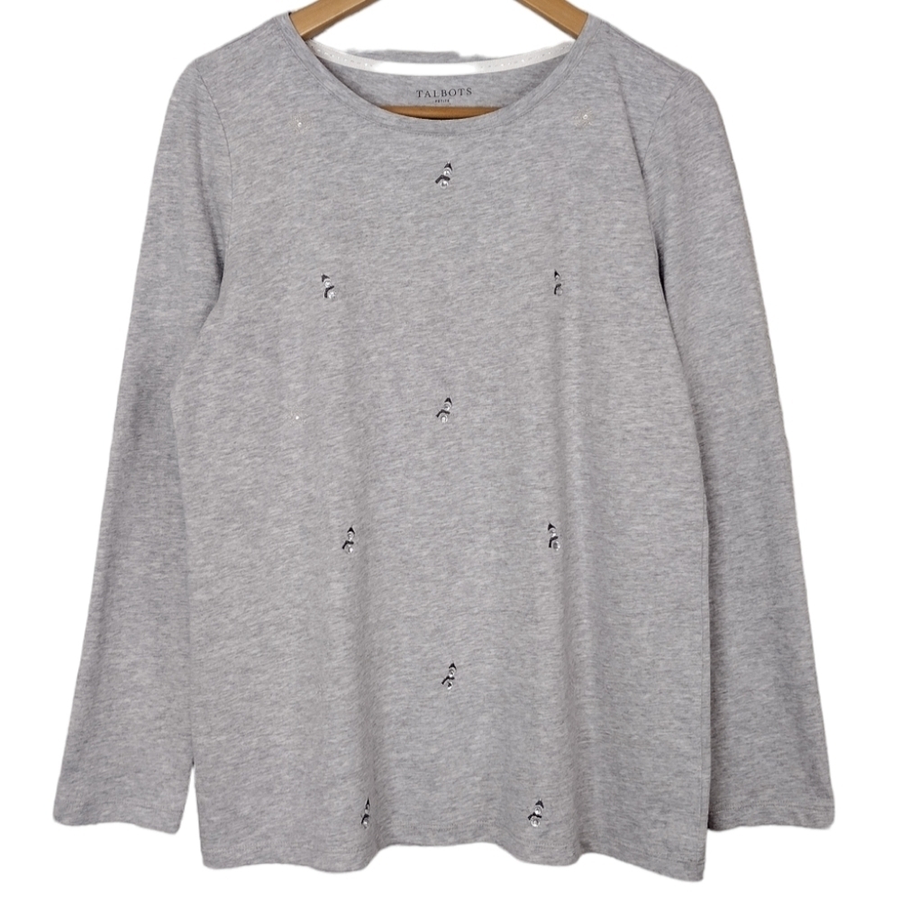 NWOT Talbots Petite Women's Rhinestone Embellished Pullover Long Sleeve Shirt
